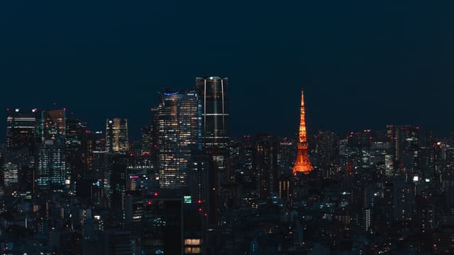 Tokyo transit lights at night for IC-card travel